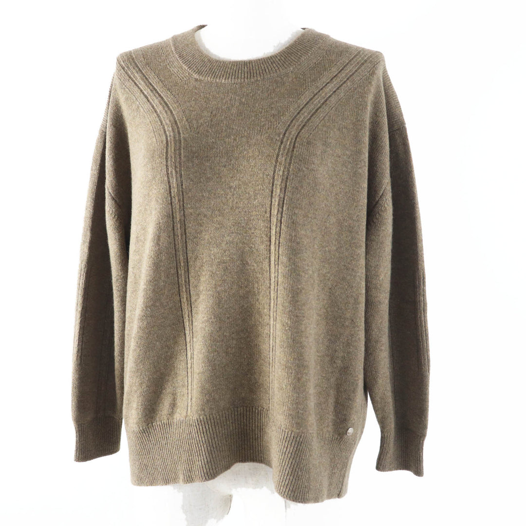Excellent HERMES knit Crewneck with cable and long sleeves Brown cashmere Women 6 2H2603D1