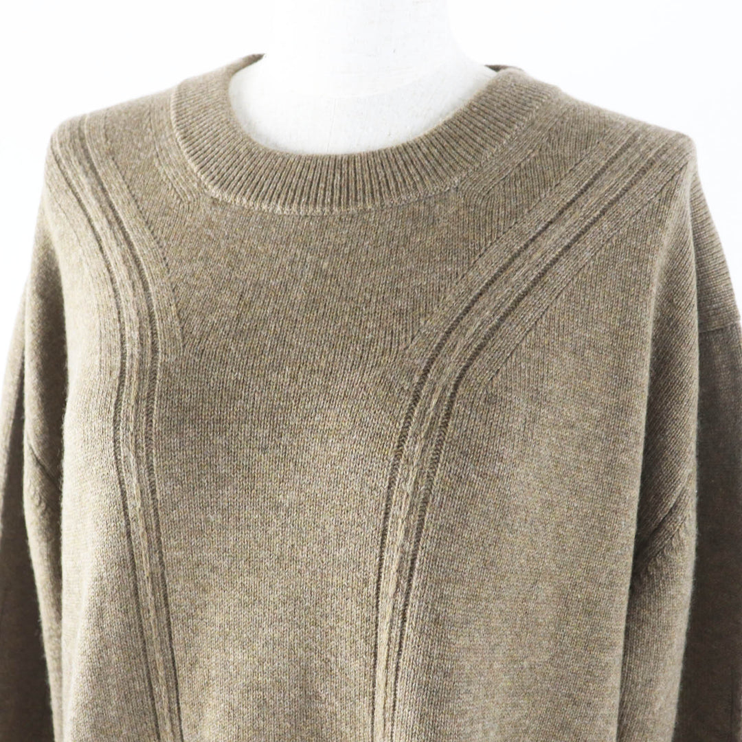Excellent HERMES knit Crewneck with cable and long sleeves Brown cashmere Women 6 2H2603D1