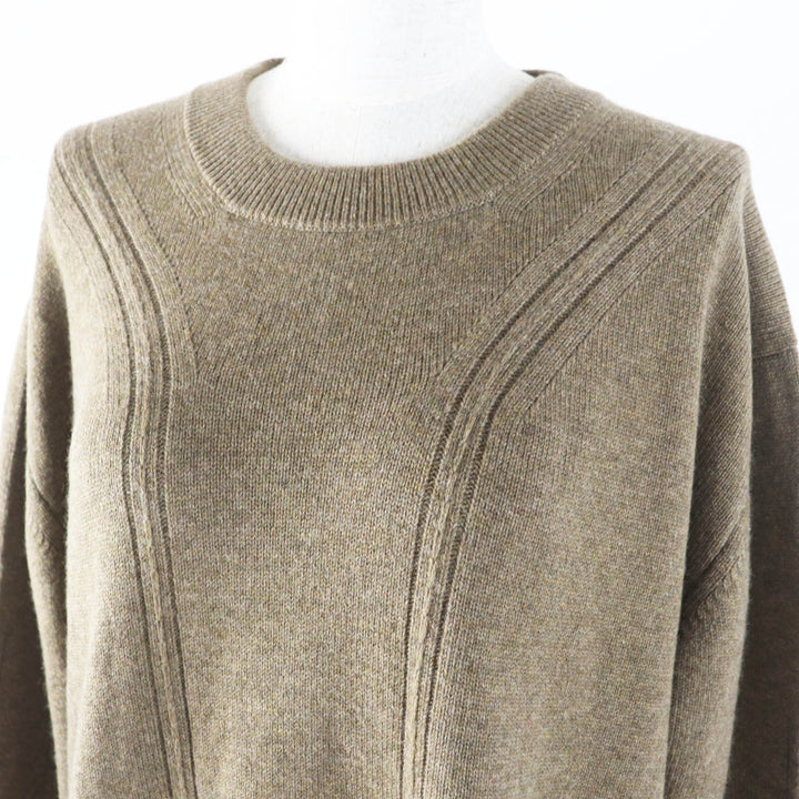 Excellent HERMES knit Crewneck with cable and long sleeves Brown cashmere Women 6 2H2603D1