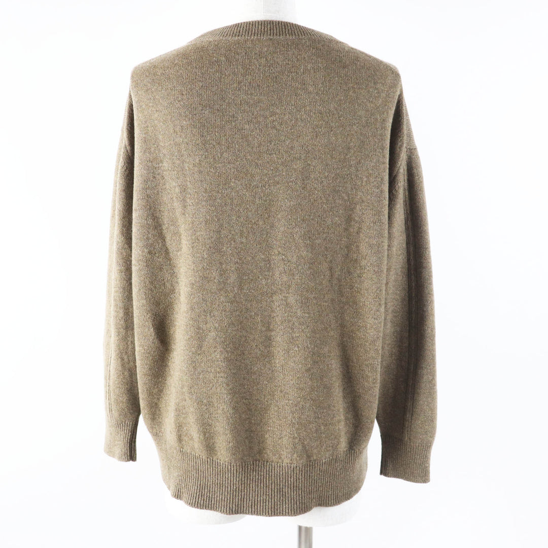 Excellent HERMES knit Crewneck with cable and long sleeves Brown cashmere Women 6 2H2603D1