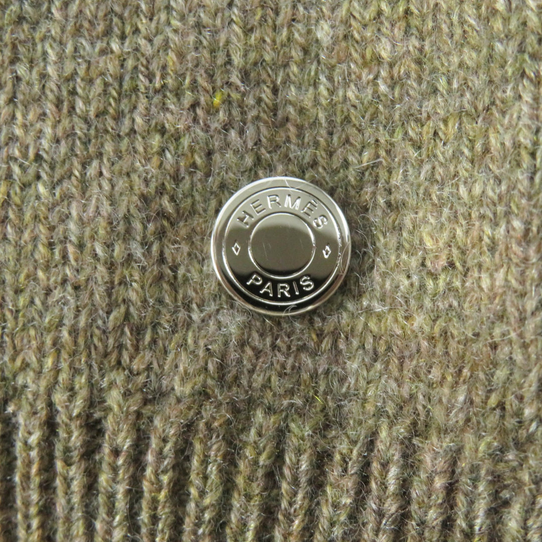 Excellent HERMES knit Crewneck with cable and long sleeves Brown cashmere Women 6 2H2603D1