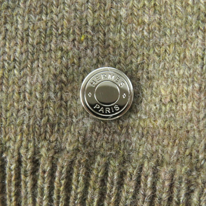 Excellent HERMES knit Crewneck with cable and long sleeves Brown cashmere Women 6 2H2603D1