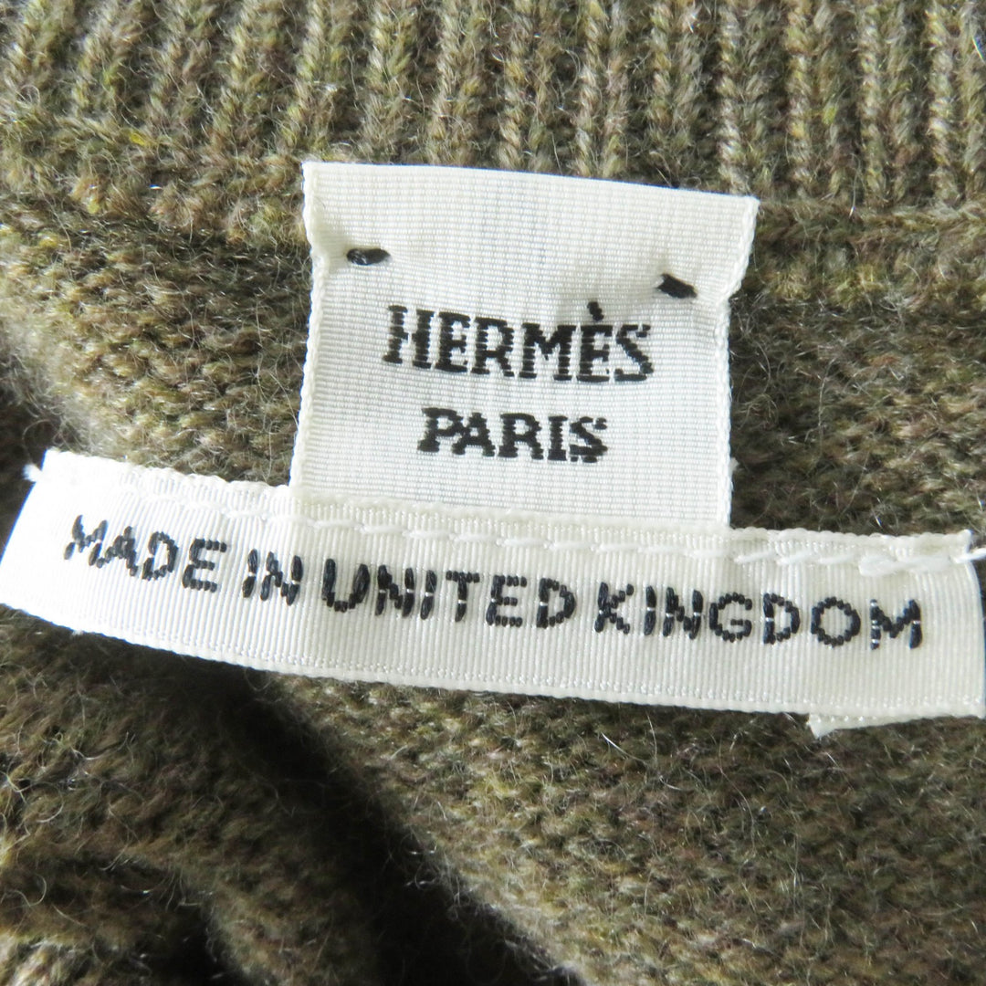 Excellent HERMES knit Crewneck with cable and long sleeves Brown cashmere Women 6 2H2603D1