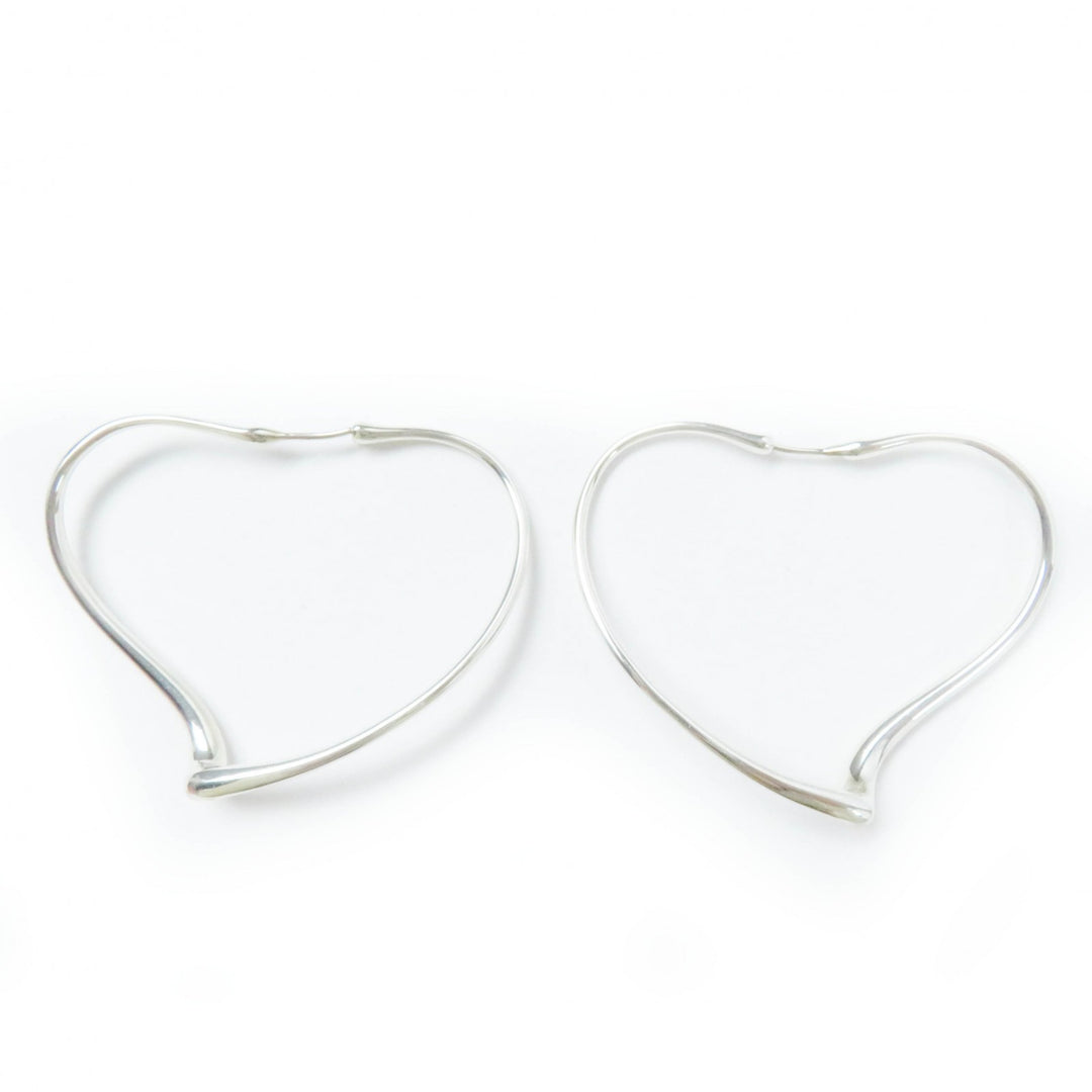 Great TIFFANY&Co. Pierce Open Heart Medium Hoops for both ears Silver AG925 Women