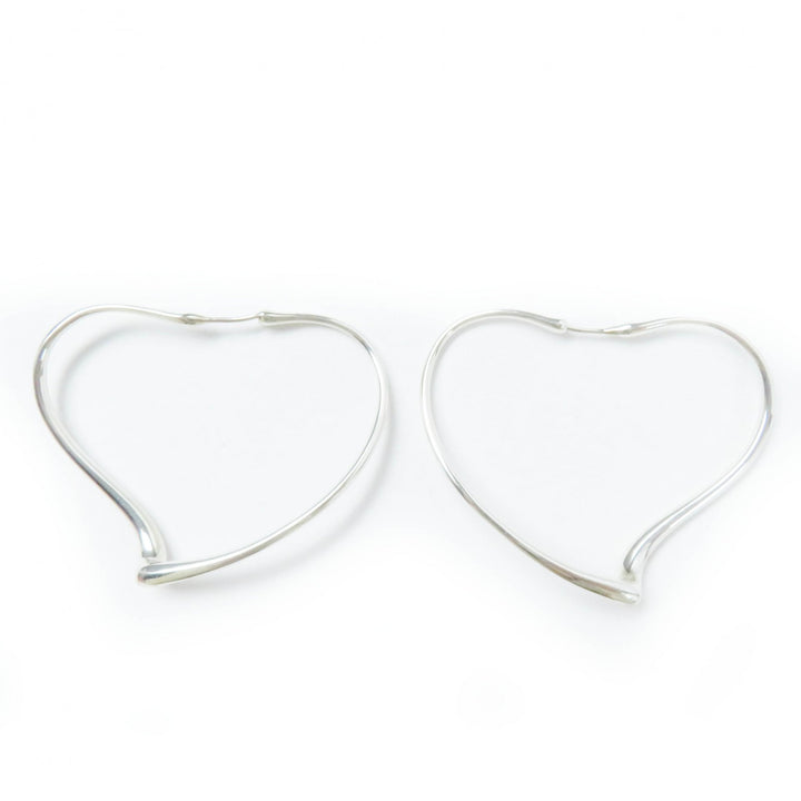 Great TIFFANY&Co. Pierce Open Heart Medium Hoops for both ears Silver AG925 Women