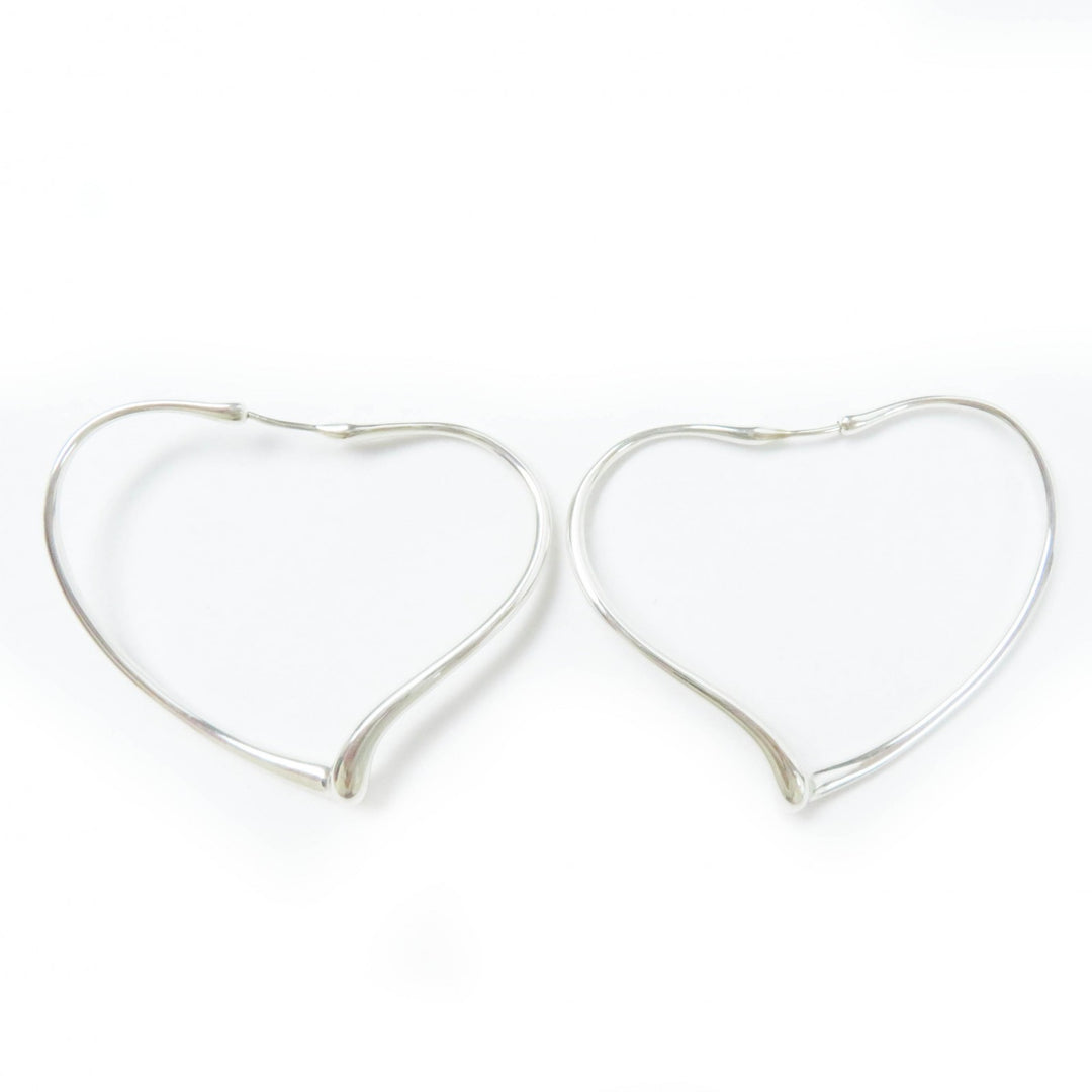 Great TIFFANY&Co. Pierce Open Heart Medium Hoops for both ears Silver AG925 Women