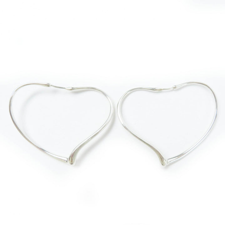 Great TIFFANY&Co. Pierce Open Heart Medium Hoops for both ears Silver AG925 Women