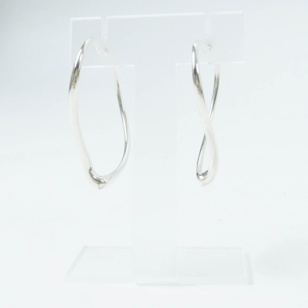 Great TIFFANY&Co. Pierce Open Heart Medium Hoops for both ears Silver AG925 Women