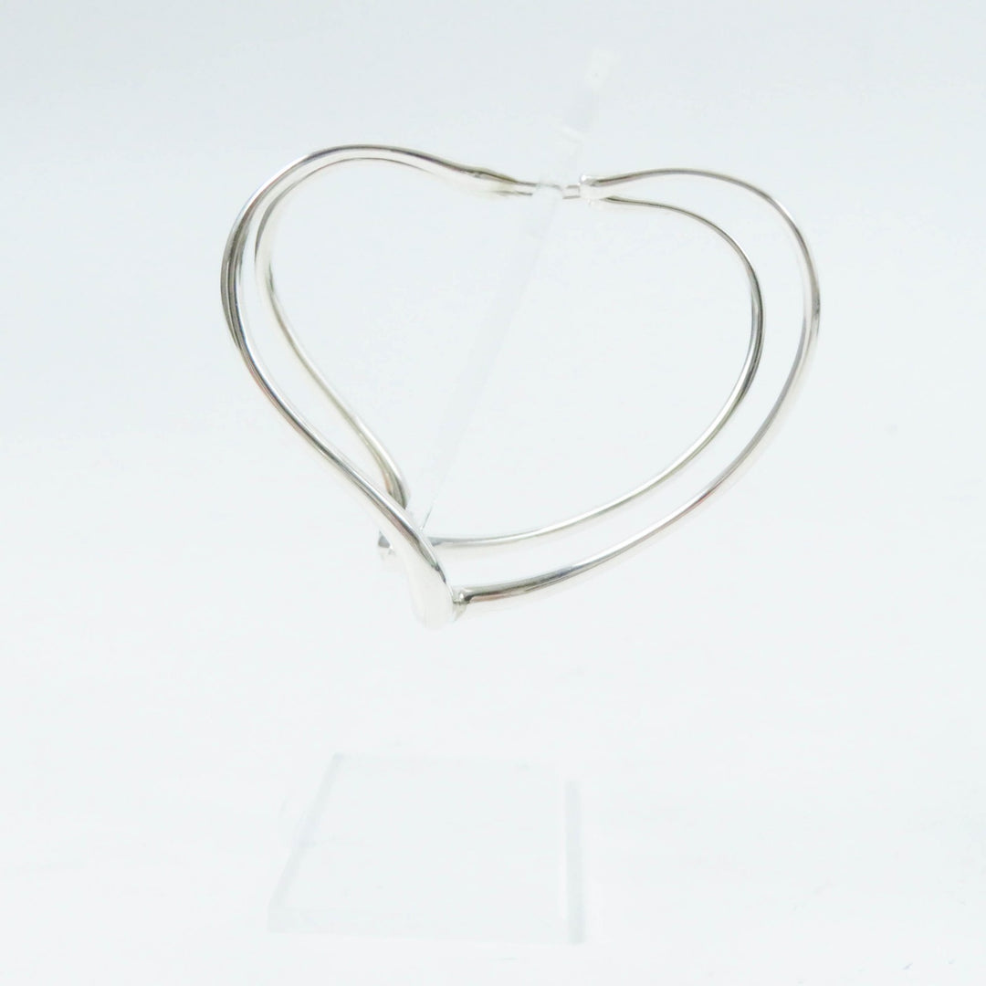 Great TIFFANY&Co. Pierce Open Heart Medium Hoops for both ears Silver AG925 Women