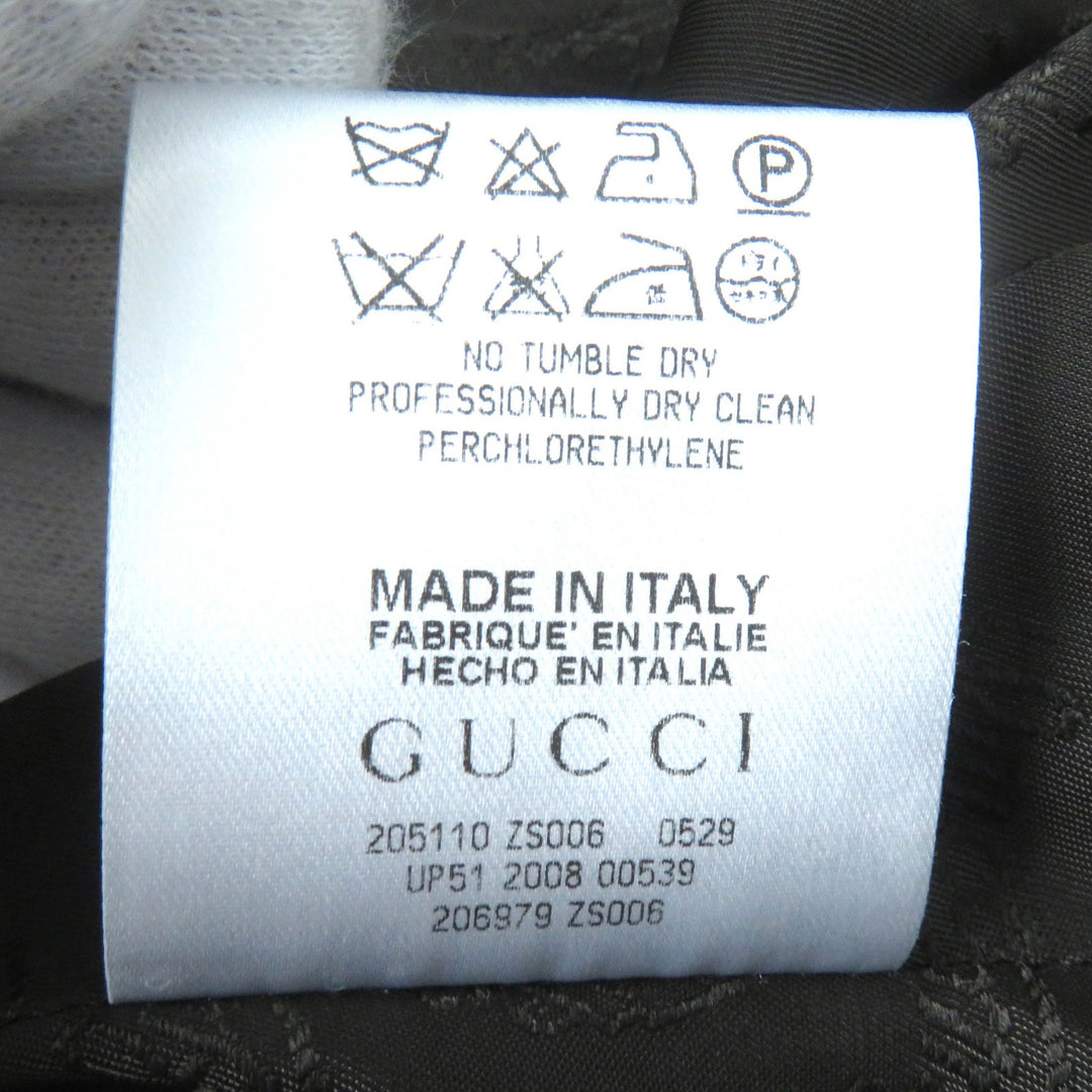 Excellent GUCCI tailored jacket Logo lining, crest button, single gray wool Women 42