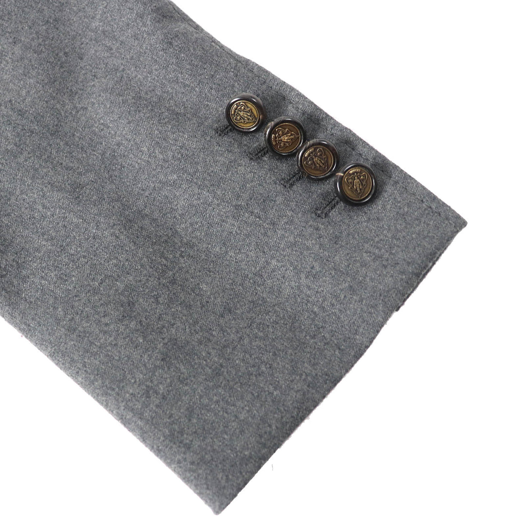 Excellent GUCCI tailored jacket Logo lining, crest button, single gray wool Women 42