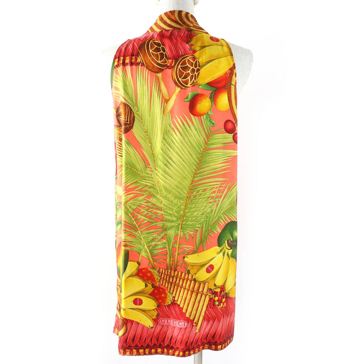 Excellent GUCCI Tunic Tom Ford logo sleeveless shirt Red system multi-color silk