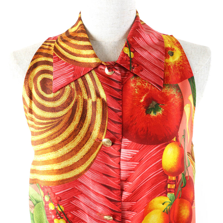 Excellent GUCCI Tunic Tom Ford logo sleeveless shirt Red system multi-color silk