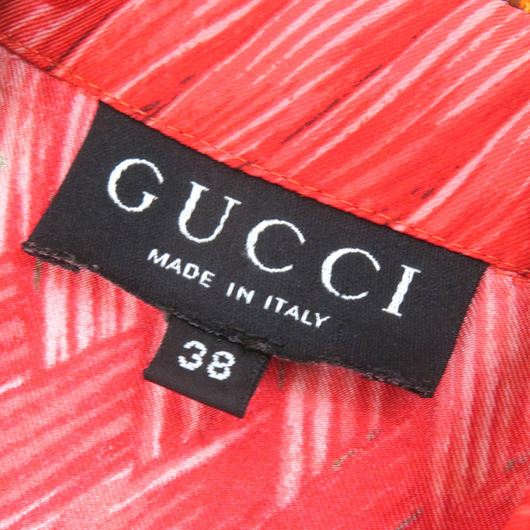 Excellent GUCCI Tunic Tom Ford logo sleeveless shirt Red system multi-color silk