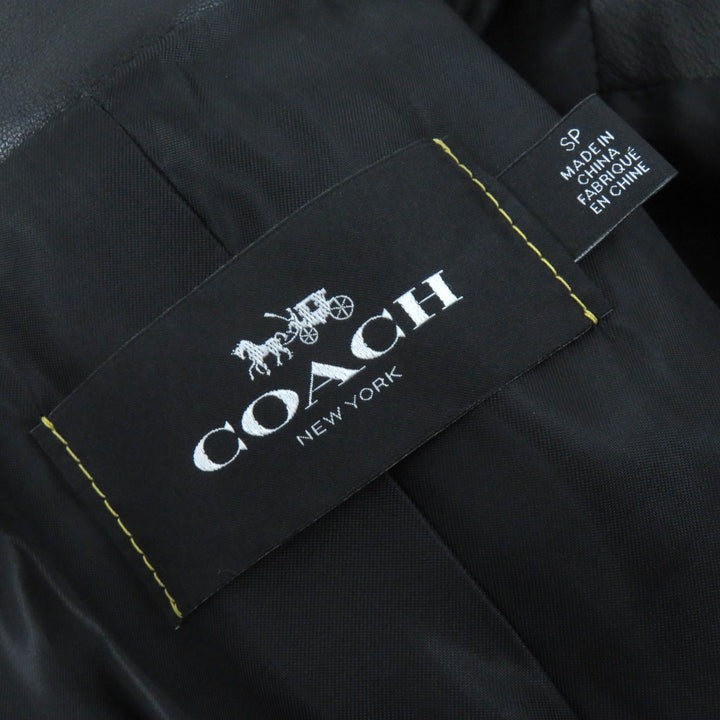 Excellent COACH Leather jacket Uptown Racer Jacket black Sheep leather Women S F33830