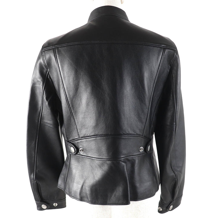 Excellent COACH Leather jacket Uptown Racer Jacket Stand Collar Single S F33830