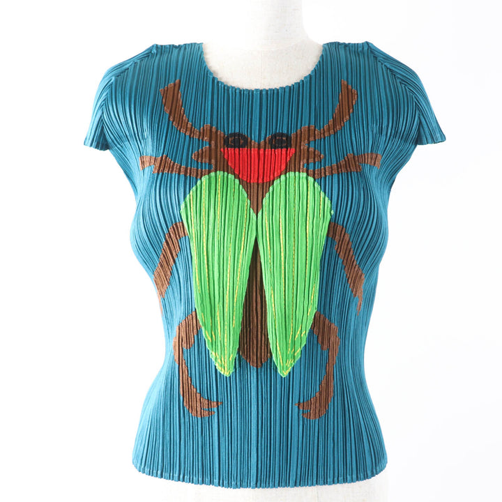 Excellent PLEATS PLEASE T-shirt Insect motif short sleeve Blue 3 PP33-JK642