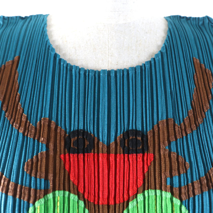 Excellent PLEATS PLEASE T-shirt Insect motif short sleeve Blue 3 PP33-JK642