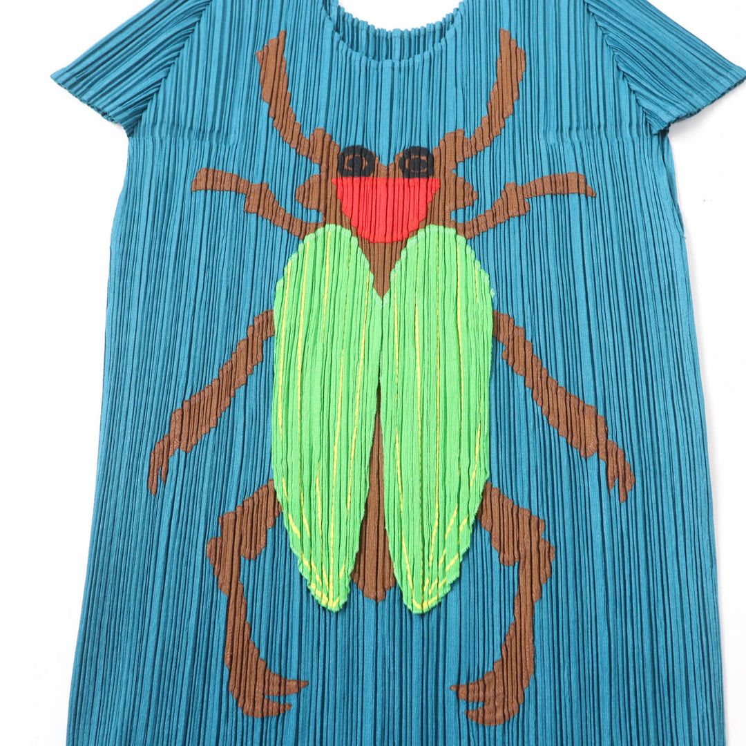 Excellent PLEATS PLEASE T-shirt Insect motif short sleeve Blue 3 PP33-JK642