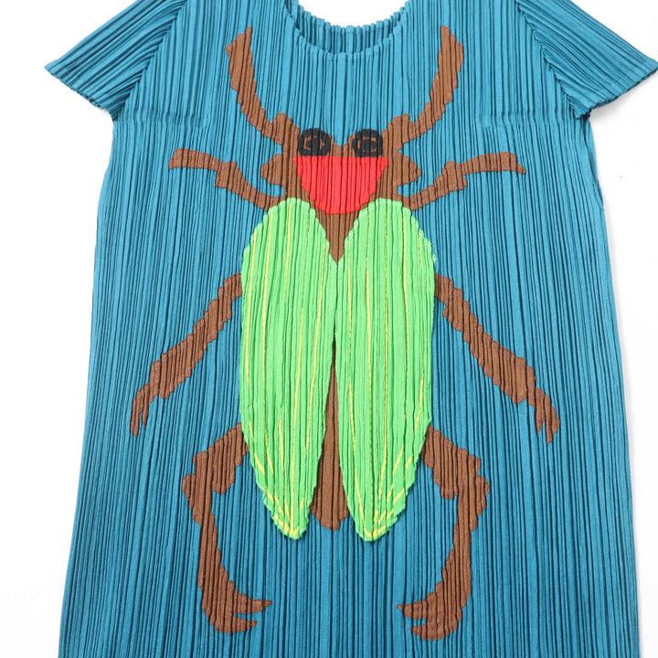 Excellent PLEATS PLEASE T-shirt Insect motif short sleeve Blue 3 PP33-JK642