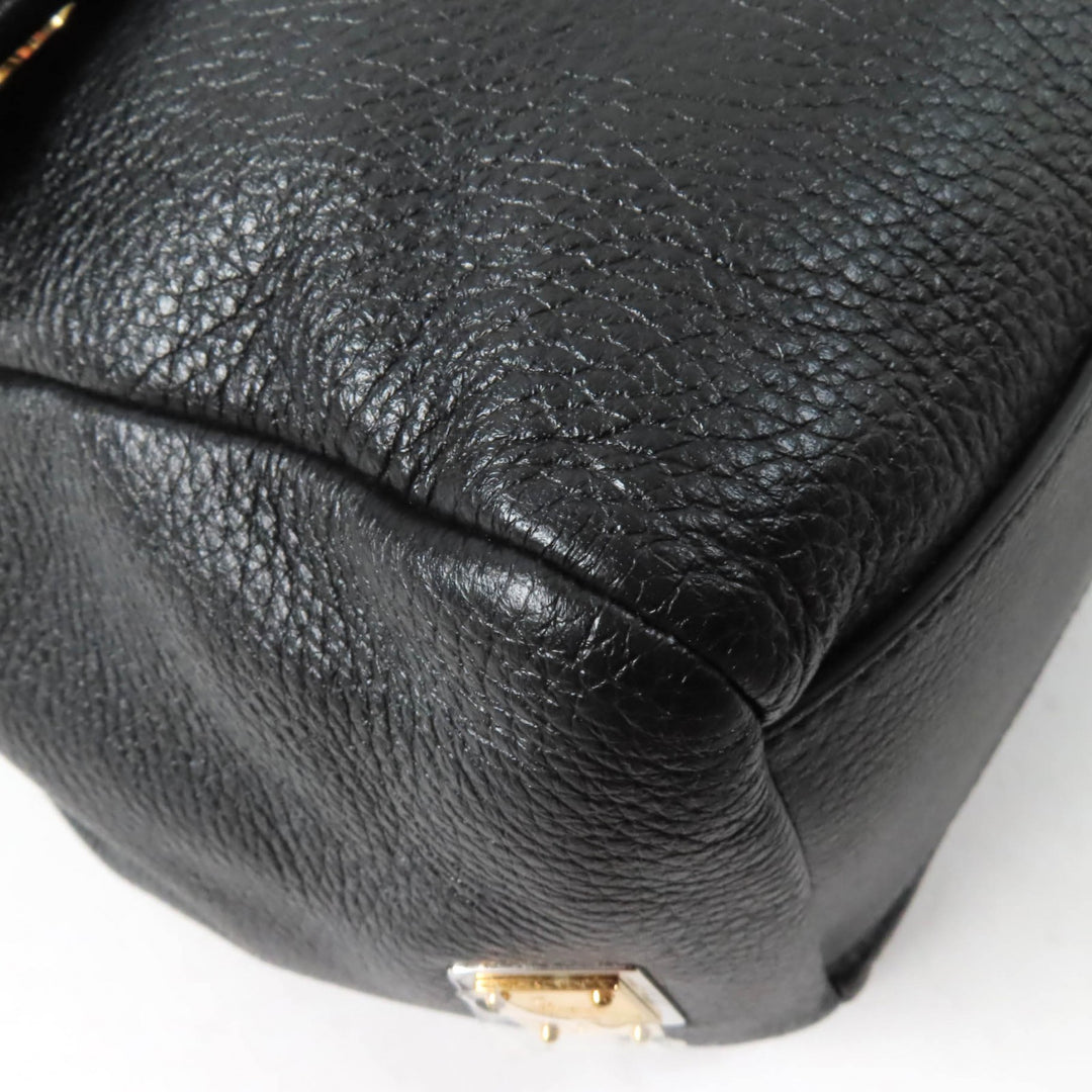 Pristine DOLCE&GABBANA Tote Bag Sicily Leather 2way handbag black leather Women