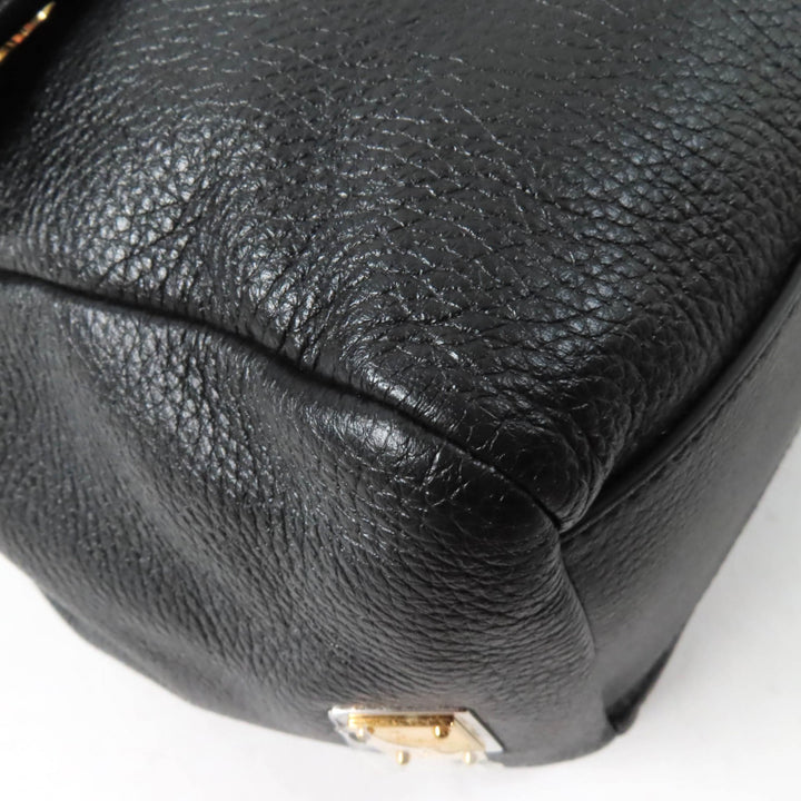 Pristine DOLCE&GABBANA Tote Bag Sicily Leather 2way handbag black leather Women