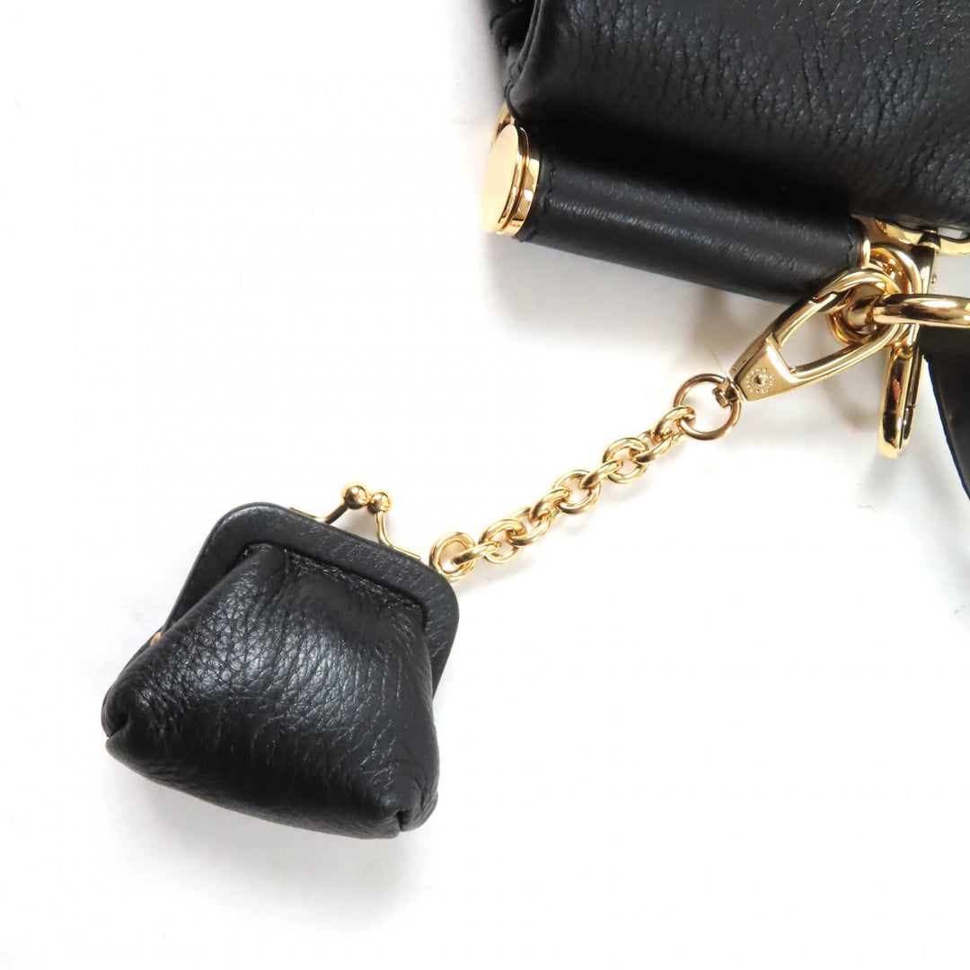 Pristine DOLCE&GABBANA Tote Bag Sicily Leather 2way handbag black leather Women