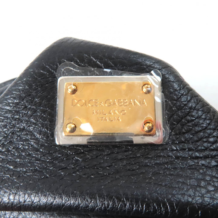 Pristine DOLCE&GABBANA Tote Bag Sicily Leather 2way handbag black leather Women