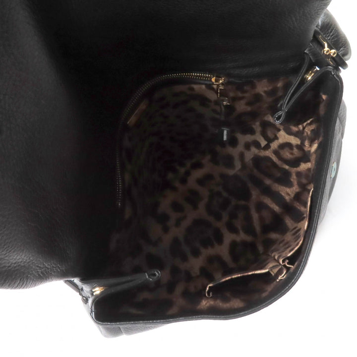 Pristine DOLCE&GABBANA Tote Bag Sicily Leather 2way handbag black leather Women