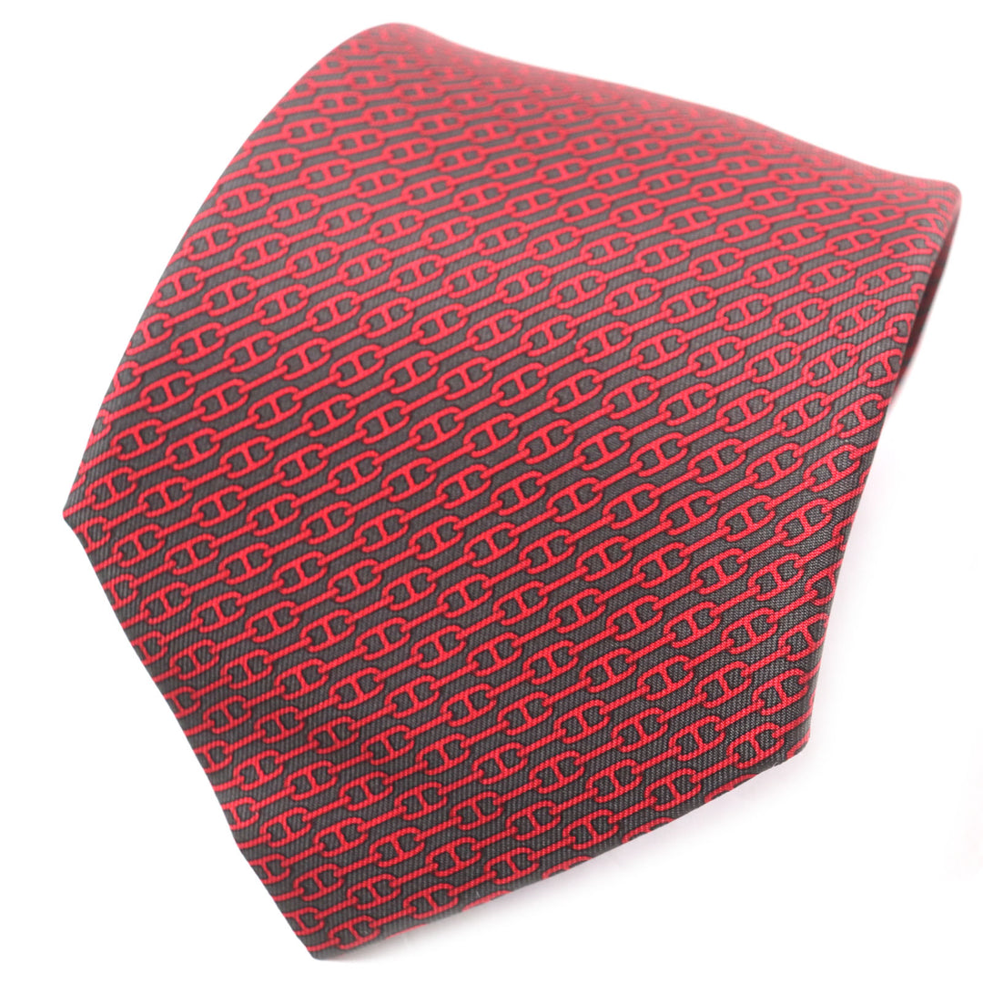 Pristine HERMES tie Cravat Chaine d'Ancre Pattern silk mens 5261