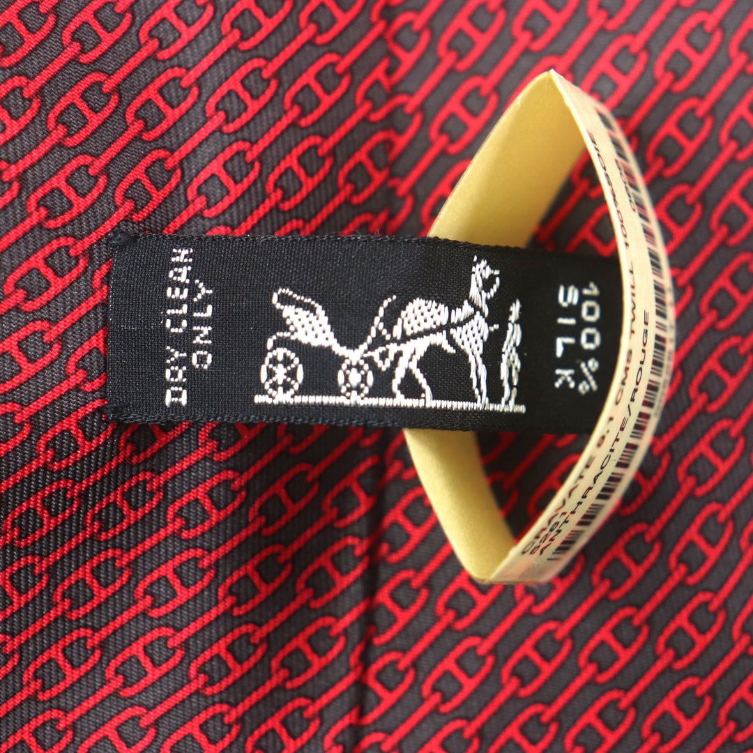 Pristine HERMES tie Cravat Chaine d'Ancre Pattern silk mens 5261