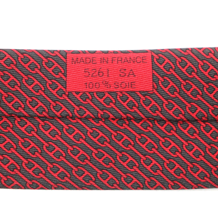 Pristine HERMES tie Cravat Chaine d'Ancre Pattern silk mens 5261
