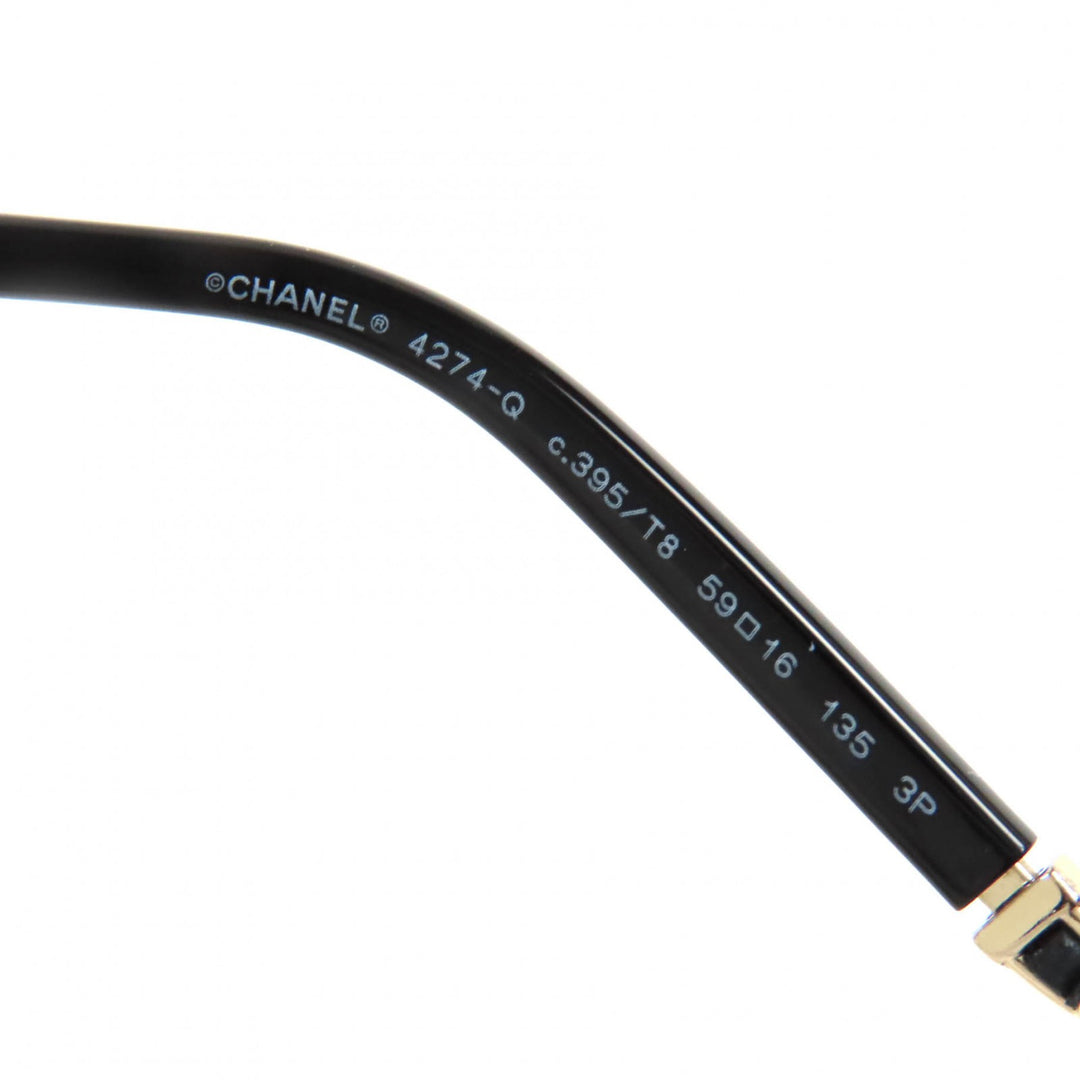 Excellent CHANEL sunglasses COCO Mark Frame: gold black Women 4274Q C395/T8