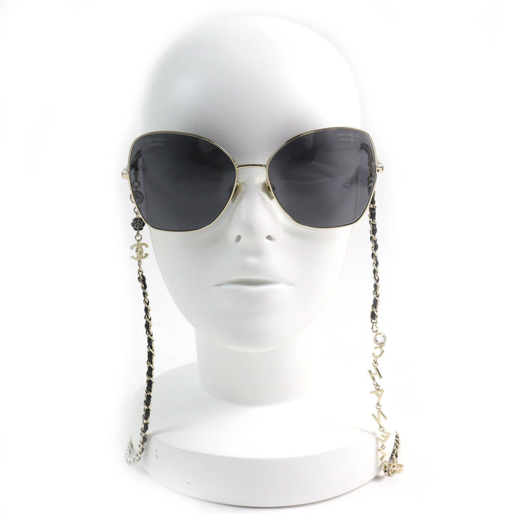 Excellent CHANEL sunglasses COCO Mark Frame: gold black Women 4274Q C395/T8