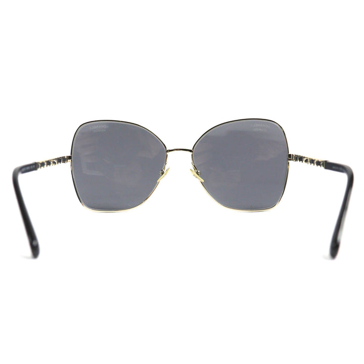 Excellent CHANEL sunglasses COCO Mark Frame: gold black Women 4274Q C395/T8
