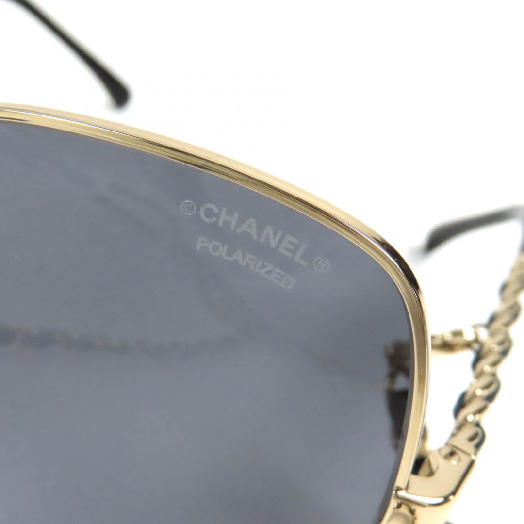 Excellent CHANEL sunglasses COCO Mark Frame: gold black Women 4274Q C395/T8
