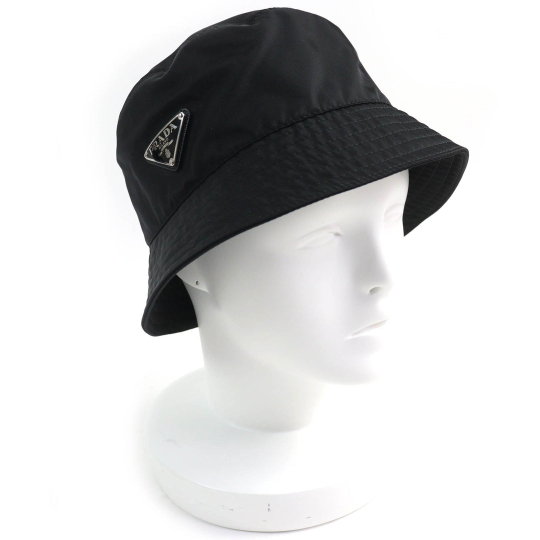 Great PRADA hat Triangle logo with Re-Nylon bucket hat Women M 1HC137
