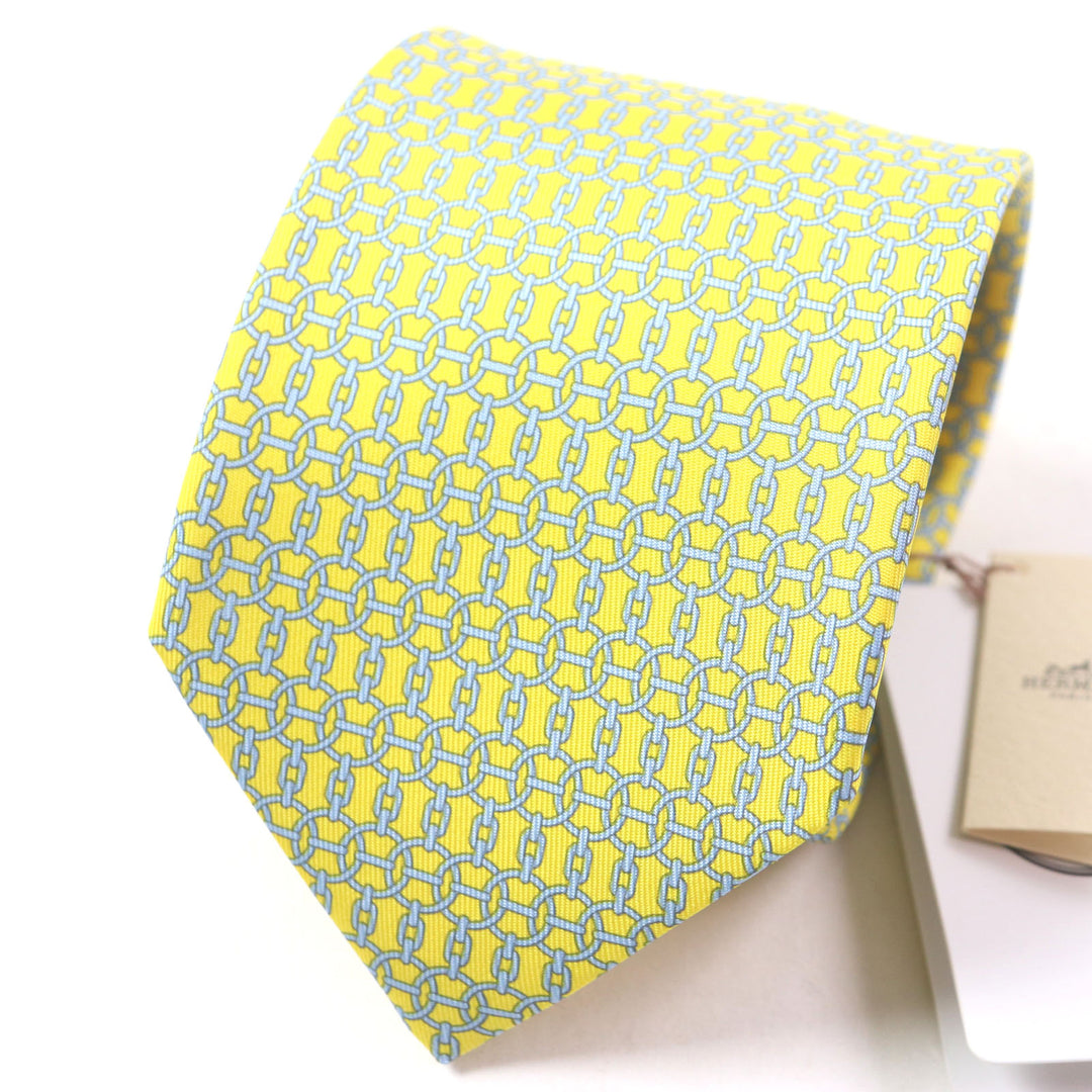 Pristine HERMES tie Purchased in 2020 Cravatt Chain All-over Pattern silk mens