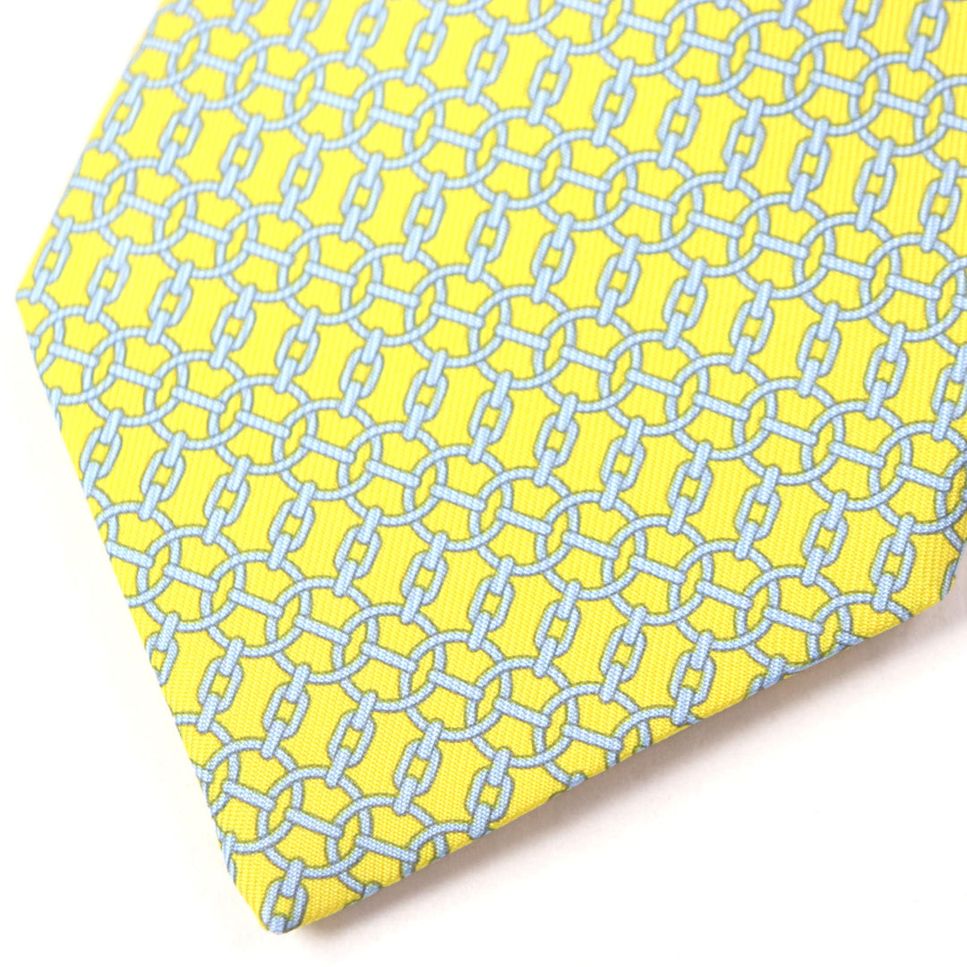 Pristine HERMES tie Purchased in 2020 Cravatt Chain All-over Pattern silk mens