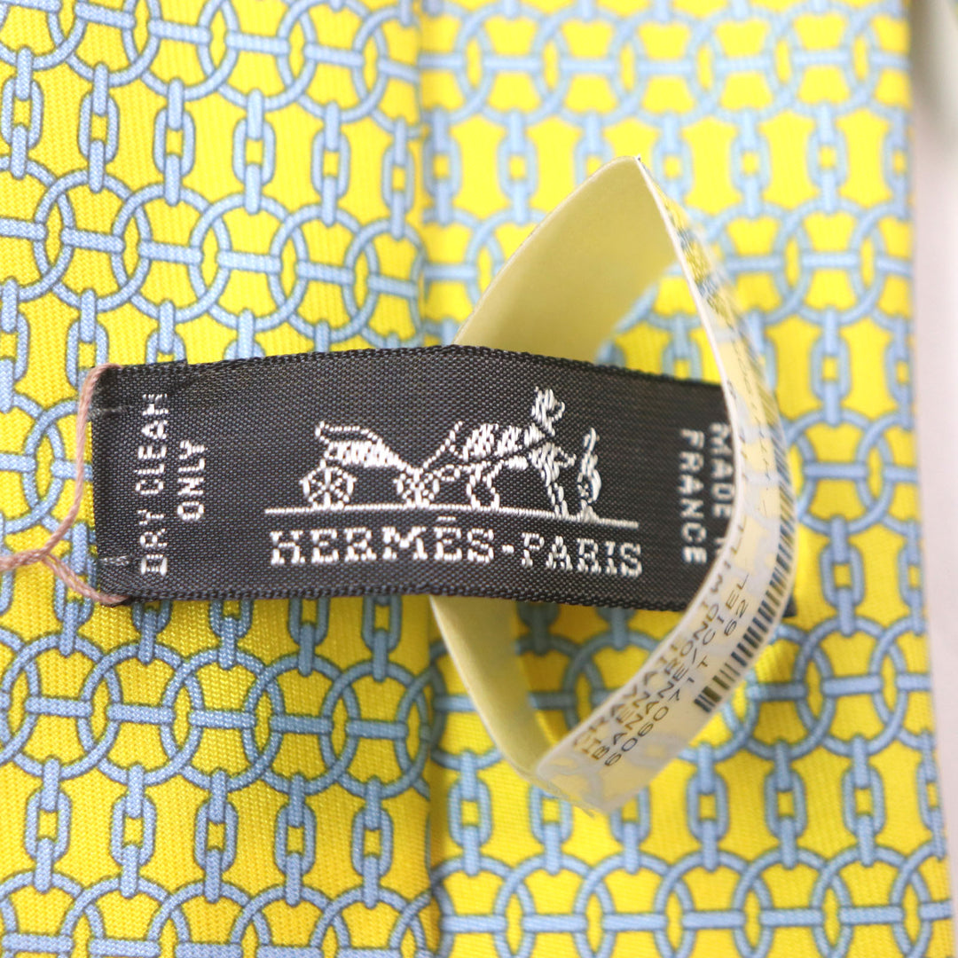 Pristine HERMES tie Purchased in 2020 Cravatt Chain All-over Pattern silk mens