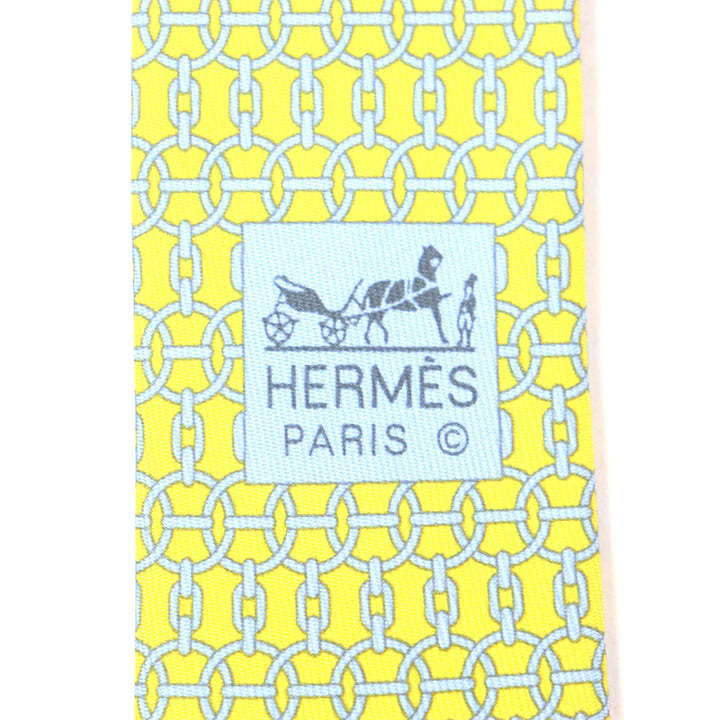 Pristine HERMES tie Purchased in 2020 Cravatt Chain All-over Pattern silk mens