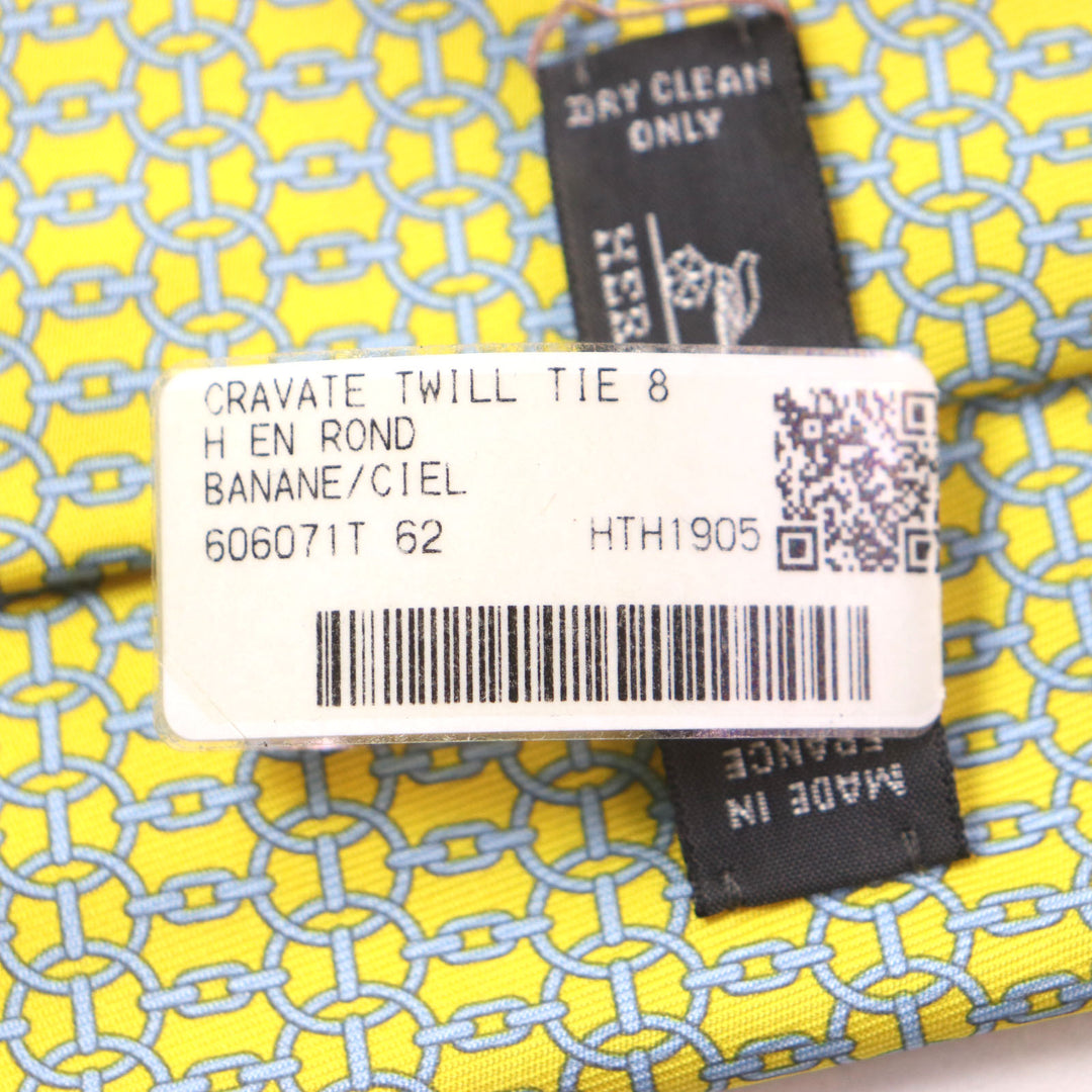 Pristine HERMES tie Purchased in 2020 Cravatt Chain All-over Pattern silk mens