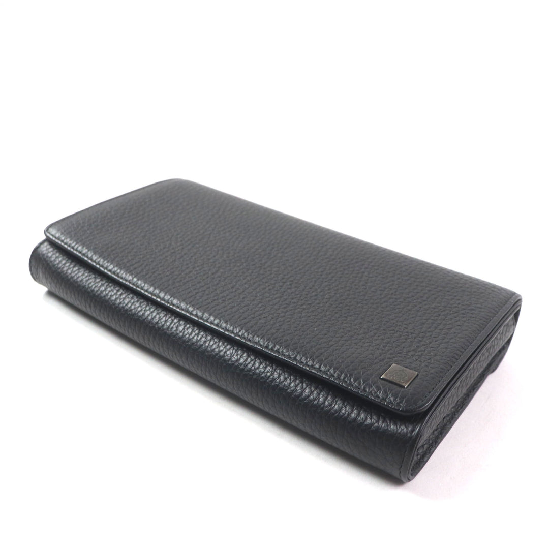 Excellent Dunhill Purse Logo Metal Travel Pouch Organizer Leather Wallet Bifold Wallet black leather mens