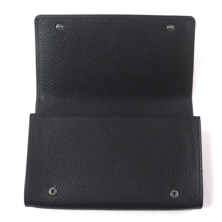 Excellent Dunhill Purse Logo Metal Travel Pouch Organizer Leather Wallet Bifold Wallet black leather mens