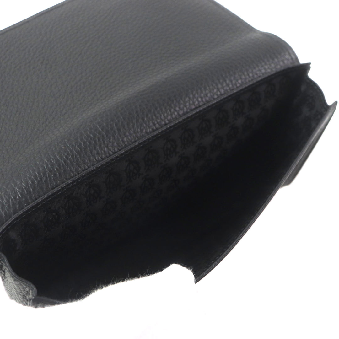 Excellent Dunhill Purse Logo Metal Travel Pouch Organizer Leather Wallet Bifold Wallet black leather mens