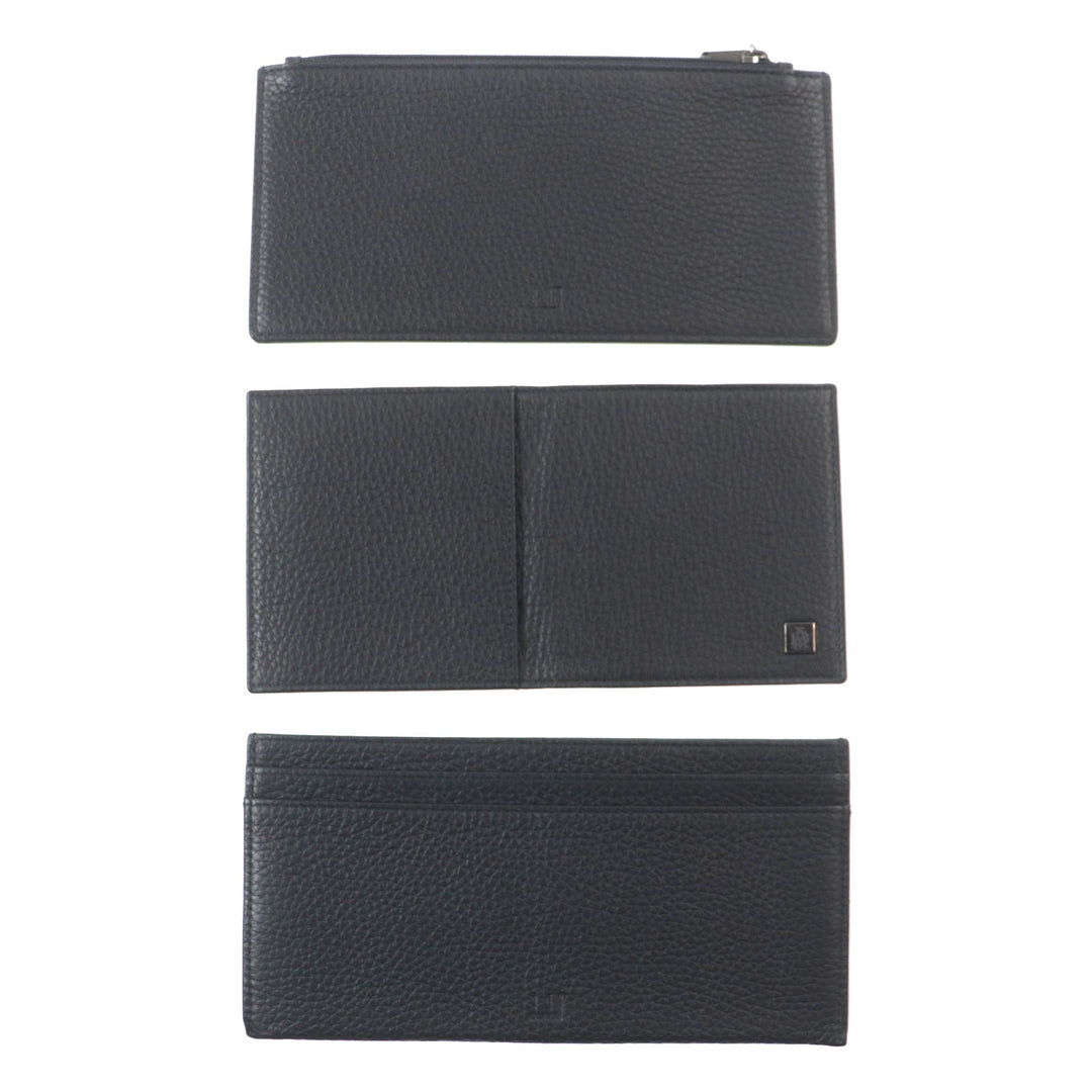 Excellent Dunhill Purse Logo Metal Travel Pouch Organizer Leather Wallet Bifold Wallet black leather mens