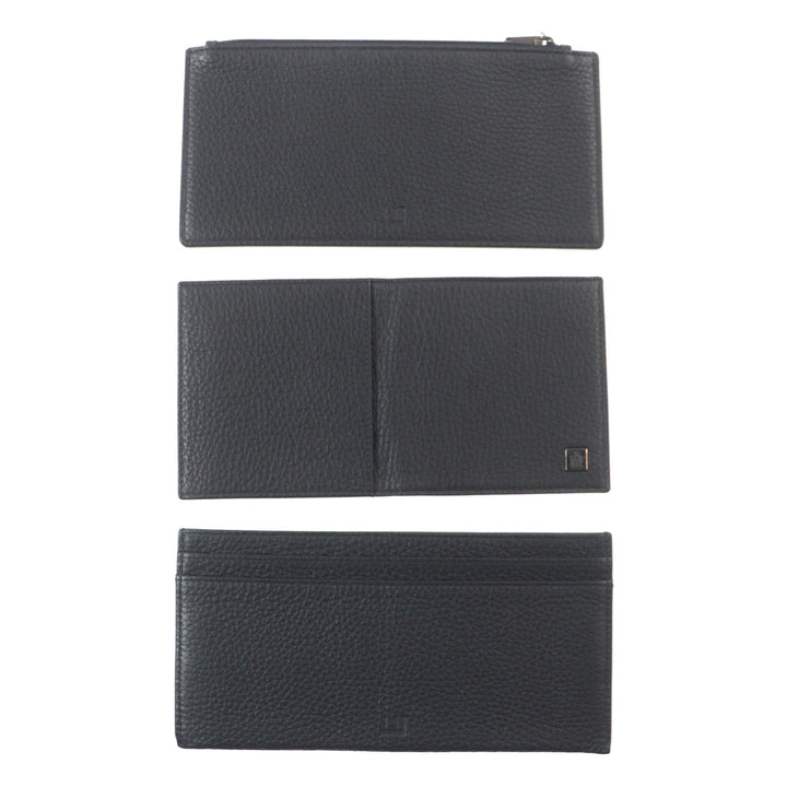 Excellent Dunhill Purse Logo Metal Travel Pouch Organizer Leather Wallet Bifold Wallet black leather mens