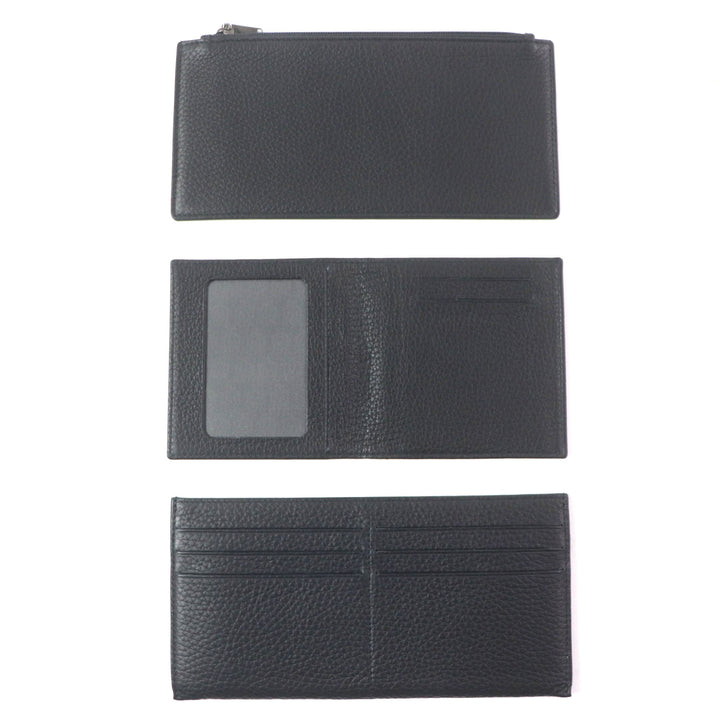 Excellent Dunhill Purse Logo Metal Travel Pouch Organizer Leather Wallet Bifold Wallet black leather mens