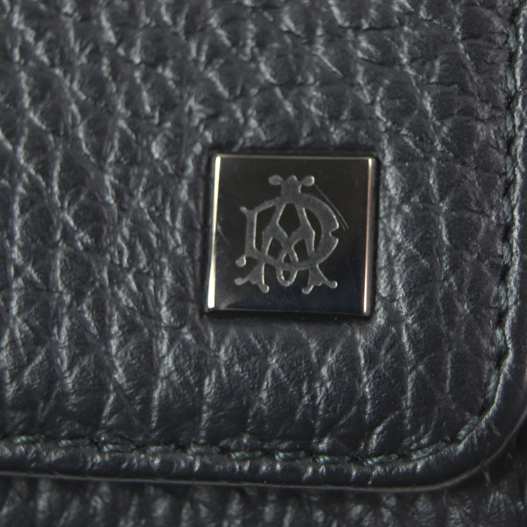 Excellent Dunhill Purse Logo Metal Travel Pouch Organizer Leather Wallet Bifold Wallet black leather mens