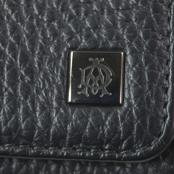 Excellent Dunhill Purse Logo Metal Travel Pouch Organizer Leather Wallet Bifold Wallet black leather mens